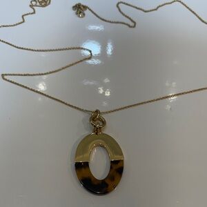 Ann Taylor Elegant Gold and Tortoise Pendant Necklace